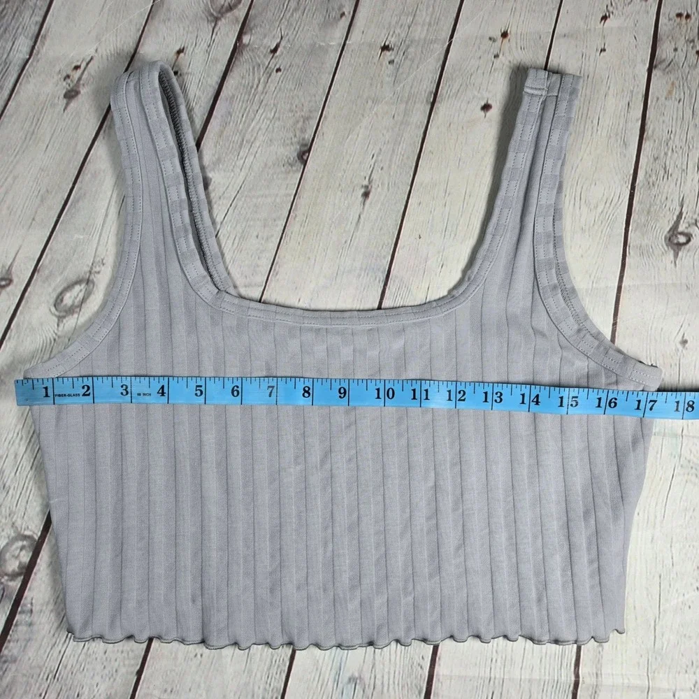 OFFLINE by Aerie OG Original Ribbed Crop Tank Top Grey‎ Large 7967001811